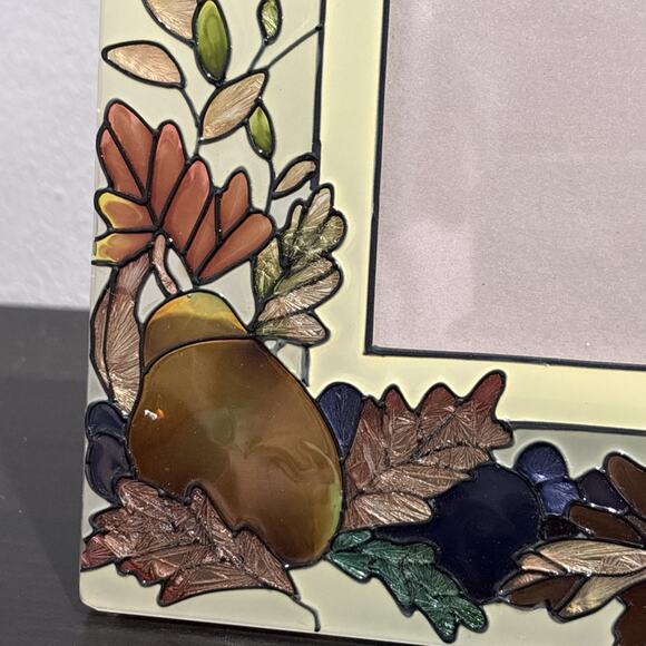 2001 Joan Baker Designs Stained Glass Fruits 4”x6” Picture Photo Frame - Picture 3 of 9